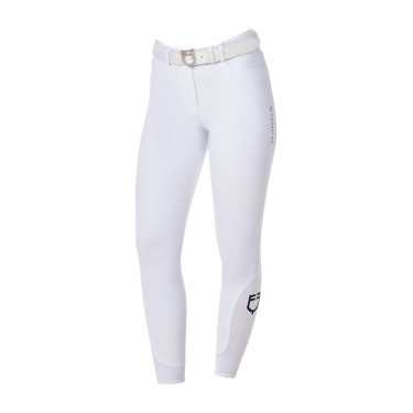 Pantalon d’équitation femme Equestro x FISE full grip Blanc