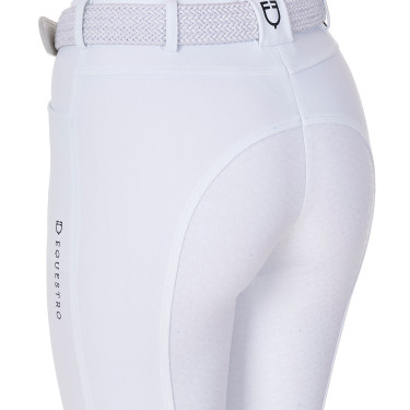 Pantalon d’équitation femme Equestro x FISE full grip Blanc