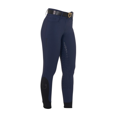 Pantalon d’équitation femme Equestro grip genoux taille haute doublé polaire Marine blazer Bleu marine