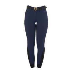 Pantalon d’équitation femme Equestro grip genoux taille haute doublé polaire Marine blazer Bleu marine