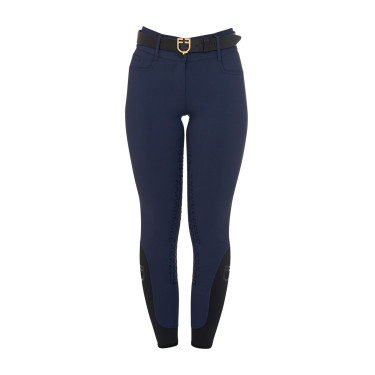Pantalon d’équitation femme Equestro grip genoux taille haute doublé polaire Marine blazer Bleu marine