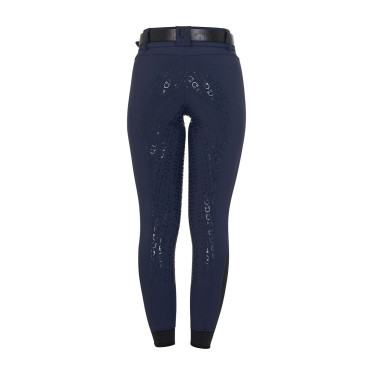 Pantalon d’équitation femme Equestro grip genoux taille haute doublé polaire Marine blazer Bleu marine