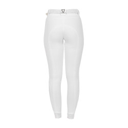 Pantalon d’équitation femme Equestro grip genoux taille haute doublé polaire Blanc
