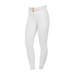 Pantalon d’équitation femme Equestro grip genoux taille haute doublé polaire Blanc
