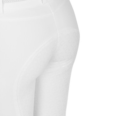 Pantalon d’équitation femme Equestro grip genoux taille haute doublé polaire Blanc