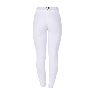 Pantalon d’équitation femme Equestro grip genoux taille haute Blanc