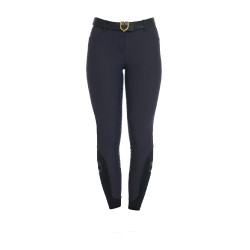 Pantalon d’équitation femme Equestro full grip taille haute doublé polaire Marine blazer Bleu marine