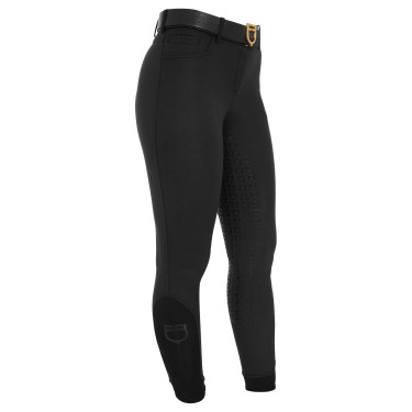 Pantalon d’équitation femme Equestro full grip taille haute doublé polaire Noir