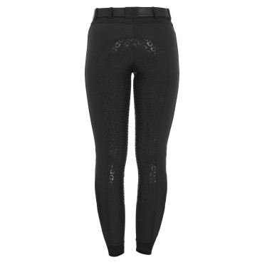 Pantalon d’équitation femme Equestro full grip taille haute doublé polaire Noir
