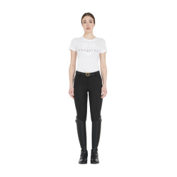 Pantalon d’équitation femme Equestro full grip taille haute doublé polaire Noir