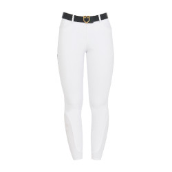 Pantalon d’équitation femme Equestro full grip taille haute doublé polaire Blanc