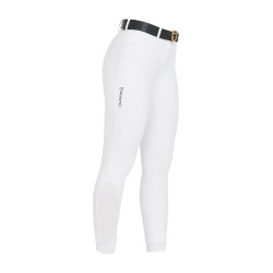 Pantalon d’équitation femme Equestro full grip taille haute doublé polaire Blanc