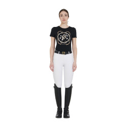Pantalon d’équitation femme Equestro full grip taille haute doublé polaire Blanc
