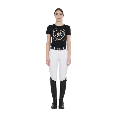 Pantalon d’équitation femme Equestro full grip taille haute doublé polaire Blanc