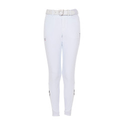 Pantalon d’équitation enfant unisexe Equestro x FISE grip genoux Blanc Pantalon d’équitation enfant unisexe Equestro x FISE grip genoux Blanc
