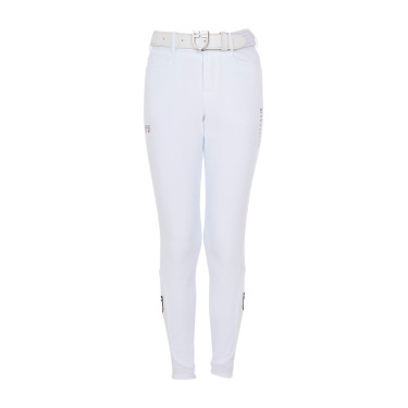 Pantalon d’équitation enfant unisexe Equestro x FISE grip genoux Blanc Pantalon d’équitation enfant unisexe Equestro x FISE grip genoux Blanc