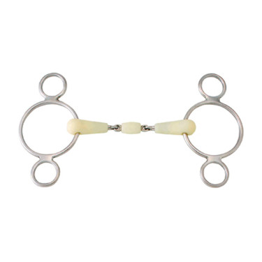 Mors d’équitation Pessoa 3 anneaux double brisure inox