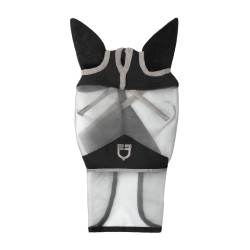Masque anti-mouches Equestro complet avec logo Gris