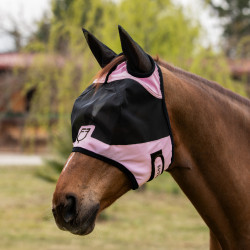 Masque anti-mouches Equestro avec logo frontal Bouquet orchidée Rose