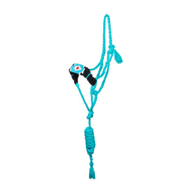 Licol mohair Pool’s motif Diamond Turquoise / noir Bleu