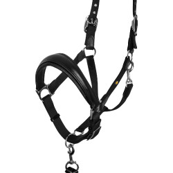 Licol ergonomique Equestro avec inserts en cuir Noir / noir Licol ergonomique Equestro avec inserts en cuir Noir / noir