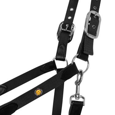 Licol ergonomique Equestro avec inserts en cuir Noir / noir Licol ergonomique Equestro avec inserts en cuir Noir / noir