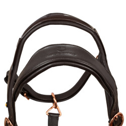 Licol en cuir lisse Equestro boucles rose gold Marron foncé Licol en cuir lisse Equestro boucles rose gold Marron foncé