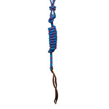 Licol corde Pool’s noué avec longe Bleu clair / rouge
