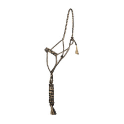 Licol corde Pool’s nez large avec longe Noir / beige