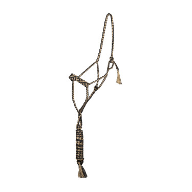 Licol corde Pool’s nez large avec longe Noir / beige