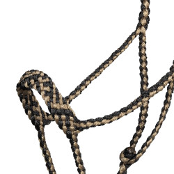 Licol corde Pool’s nez large avec longe Noir / beige