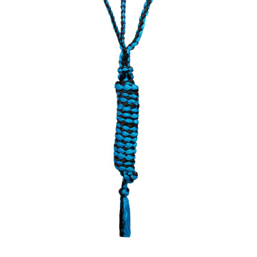 Licol corde Pool’s nez large avec longe Turquoise / noir Bleu