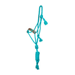 Licol corde Pool’s avec insert cuir travaillé Turquoise Bleu Licol corde Pool’s avec insert cuir travaillé Turquoise Bleu