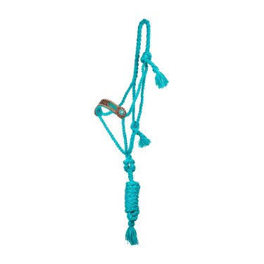 Licol corde Pool’s avec insert cuir travaillé Turquoise Bleu Licol corde Pool’s avec insert cuir travaillé Turquoise Bleu