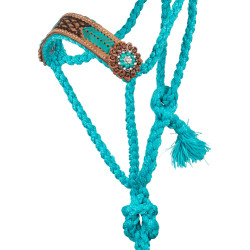 Licol corde Pool’s avec insert cuir travaillé Turquoise Bleu Licol corde Pool’s avec insert cuir travaillé Turquoise Bleu