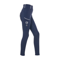 Legging fille Equestro x FISE full grip coupe slim Marine blazer Bleu marine