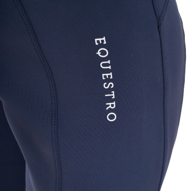 Legging fille Equestro x FISE full grip coupe slim Marine blazer Bleu marine