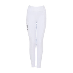 Legging fille Equestro x FISE full grip coupe slim Blanc