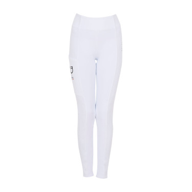 Legging fille Equestro x FISE full grip coupe slim Blanc
