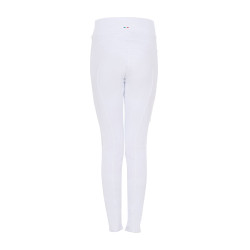 Legging fille Equestro x FISE full grip coupe slim Blanc