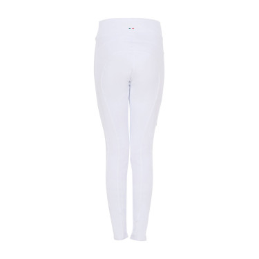 Legging fille Equestro x FISE full grip coupe slim Blanc