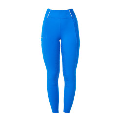 Legging femme Equestro x FISE full grip coupe slim Bleu de savoie