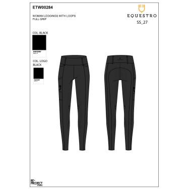 Legging femme Equestro taille haute avec passants de ceinture Noir Legging femme Equestro taille haute avec passants de ceinture Noir