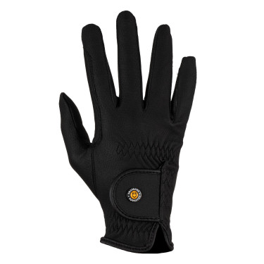 Gants unisexes Equestro rembourrés en cuir synthétique fermeture auto-agrippante Noir