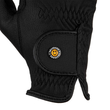 Gants unisexes Equestro rembourrés en cuir synthétique fermeture auto-agrippante Noir
