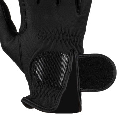 Gants unisexes Equestro rembourrés en cuir synthétique fermeture auto-agrippante Noir