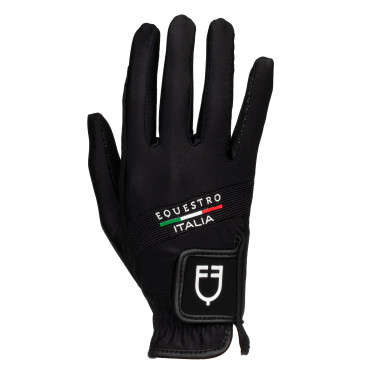 Gants en tissu technique Equestro X FISE Noir Gants en tissu technique Equestro X FISE Noir