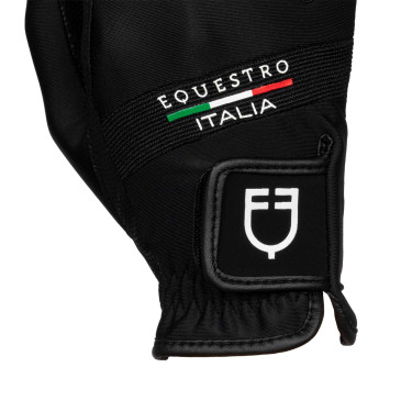 Gants en tissu technique Equestro X FISE Noir Gants en tissu technique Equestro X FISE Noir