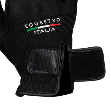 Gants en tissu technique Equestro X FISE Noir Gants en tissu technique Equestro X FISE Noir