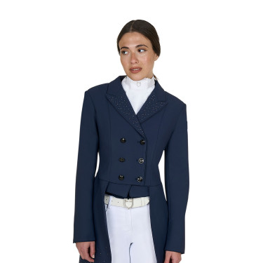Frac femme Equestro en tissu technique avec strass Marine blazer Bleu marine Frac femme Equestro en tissu technique avec strass Marine blazer Bleu marine